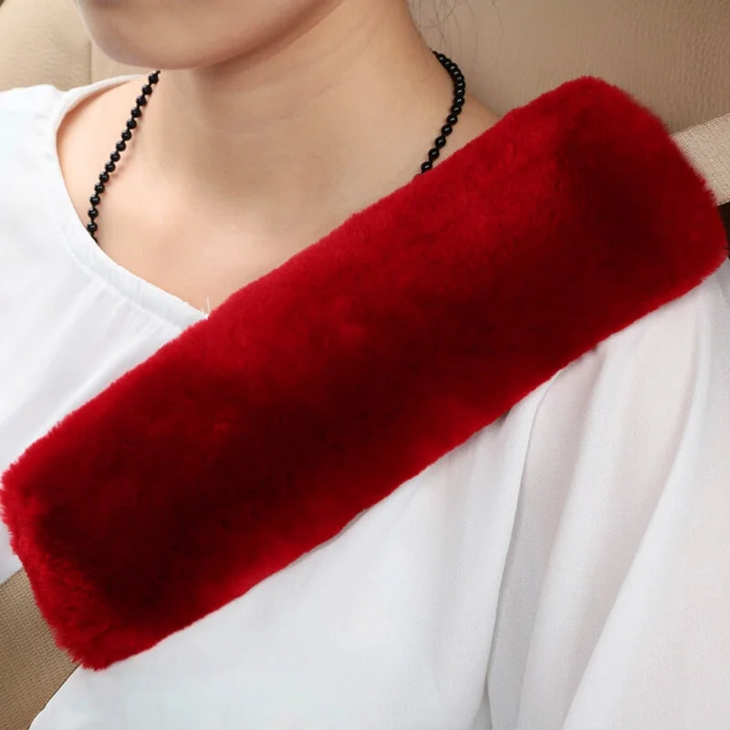 Car Seat Belt Cover Shoulder Warmer Pad Seatbelt Accessories Interior Qme Red