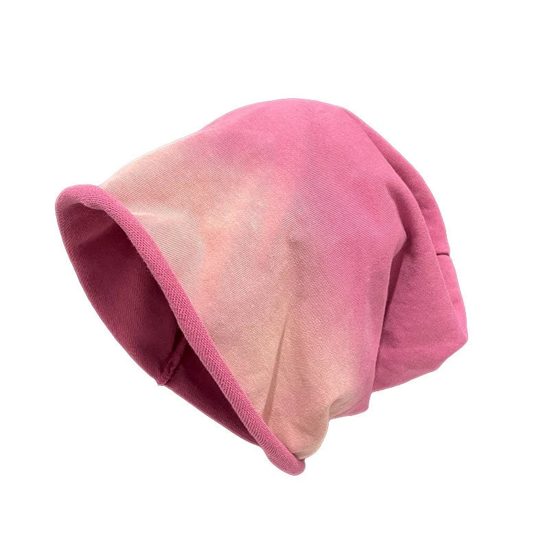 Gradient Stackable Hat Summer Breathable Cotton Beanie Korean Viral Qme Pink