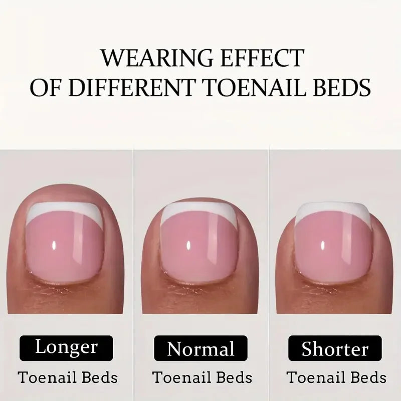 160pcs Fake Toe Nail Tips Pink French Short Square Full Cover Natural Artificial Acrylic Fake Press On Toenails For Nail Salons Qme