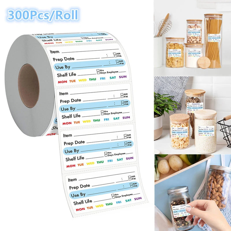 ^300Pcs/Roll Kitchen Date Food Sticker Label Stationery Sticker Snacks Candy Storage Expiration Date Label Self-Adhesive Sticker Qme Default Title