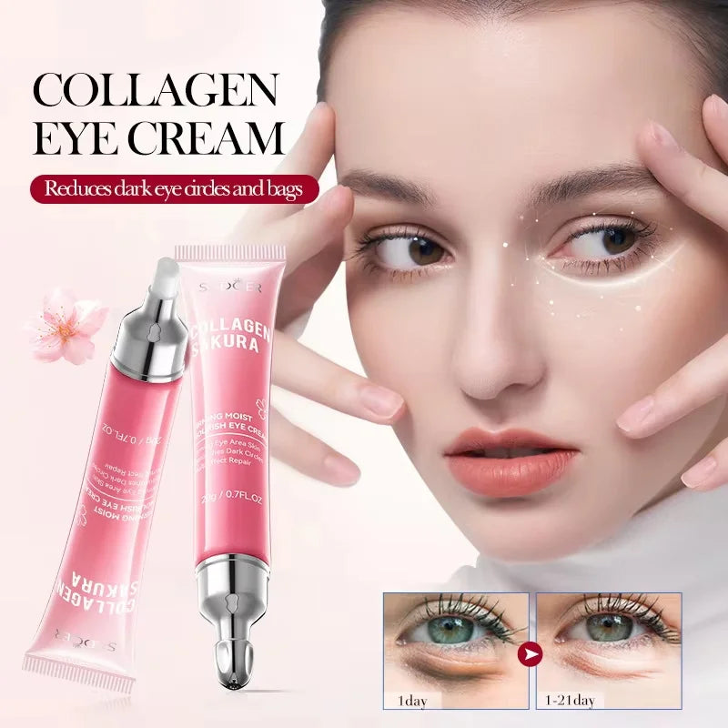 Sakura Collagen Eye Cream Faded Dark Circles Reduce Eyes Bags Firming Lifting Moisturizing Eye Creams Beauty Eyes Skin Care Qme
