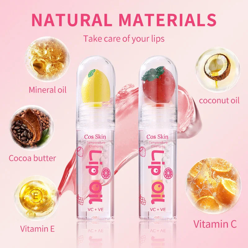 Fruit Temperature-sensitive Lip Gloss Moisturizing Hydrating Balm Qme