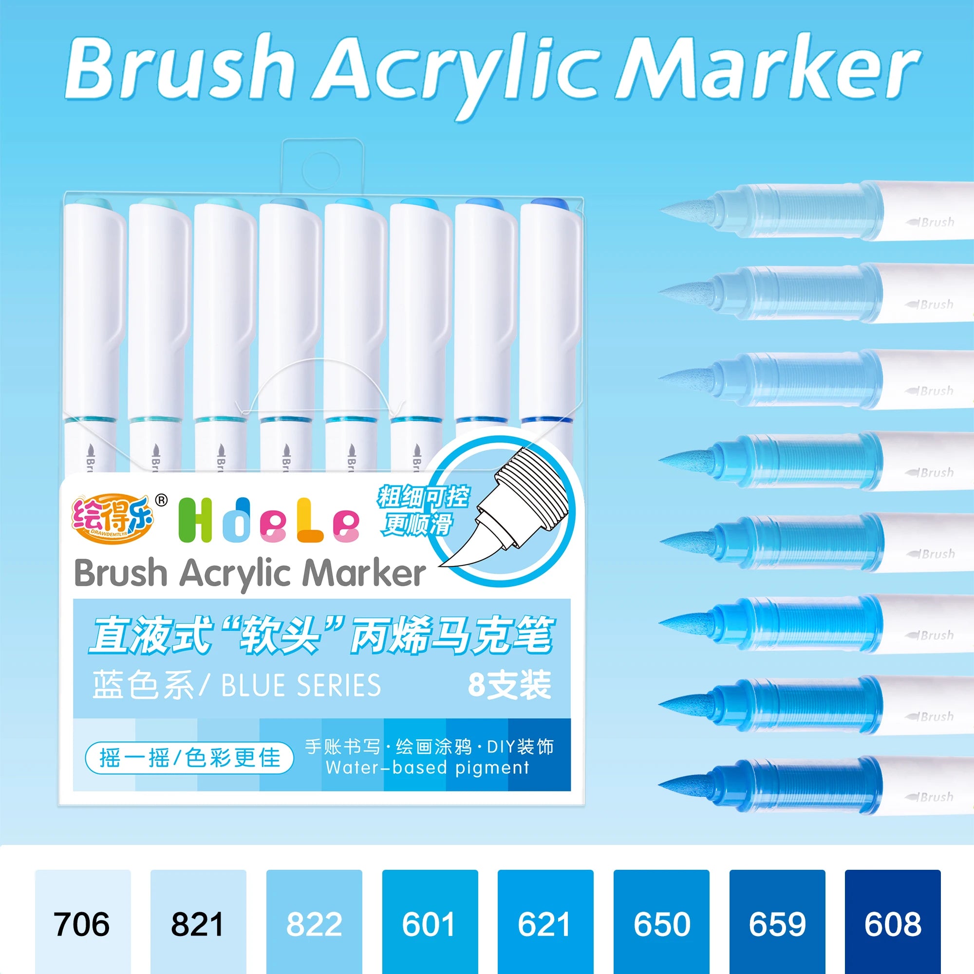 56 Colors Brush Acrylic Markers Pens,Premium Acrylic Paint Pens for Canvas, Rock Painting, Glass,DIY Crafts Making Art Supplies Qme blue