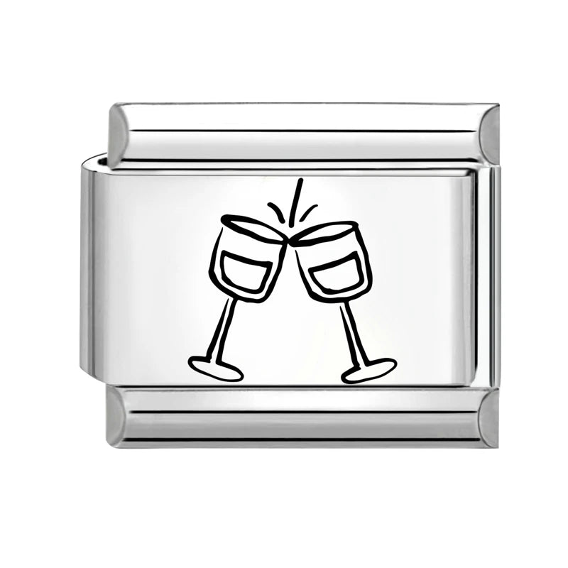 Trendy New Fashion English Words Happy Birthday Big Cake Charm Italian Links Fit 9mm Stainless Steel Bracelet DIY Making Jewelry Qme Style 5