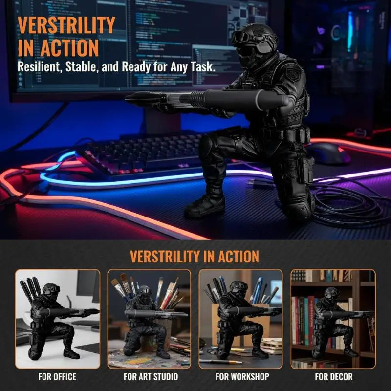Soldier Pen Holder 3D Printed Desktop Organizer Cool Figure Statue Qme