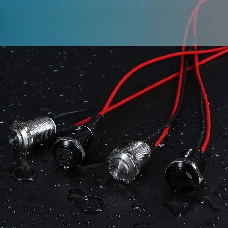 5Pcs 12mm Round Head Momentary Push Button Switch Stainless Normal Open With Pre-Welded Cable One On-Off Used For Auto And Boats Qme