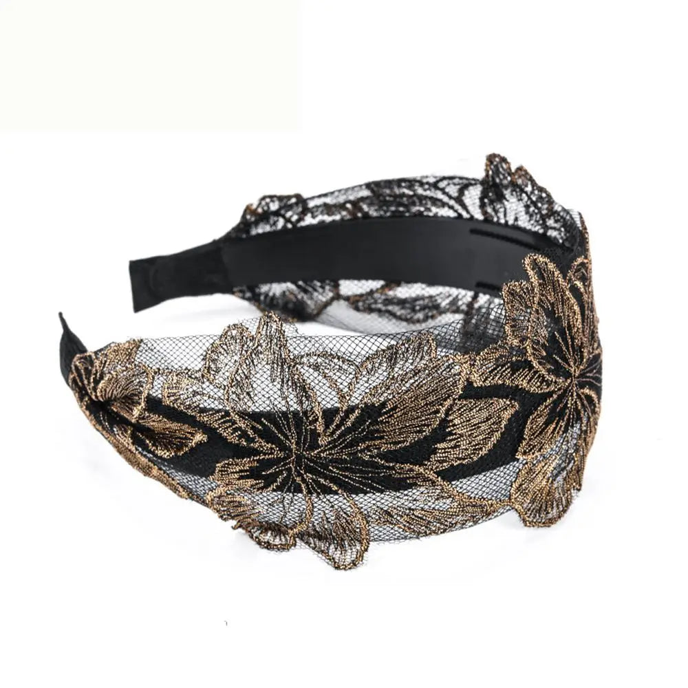 Retro Simple Summer Lace Flower Wash Face Women Hair Hoop Korean Wide Qme A