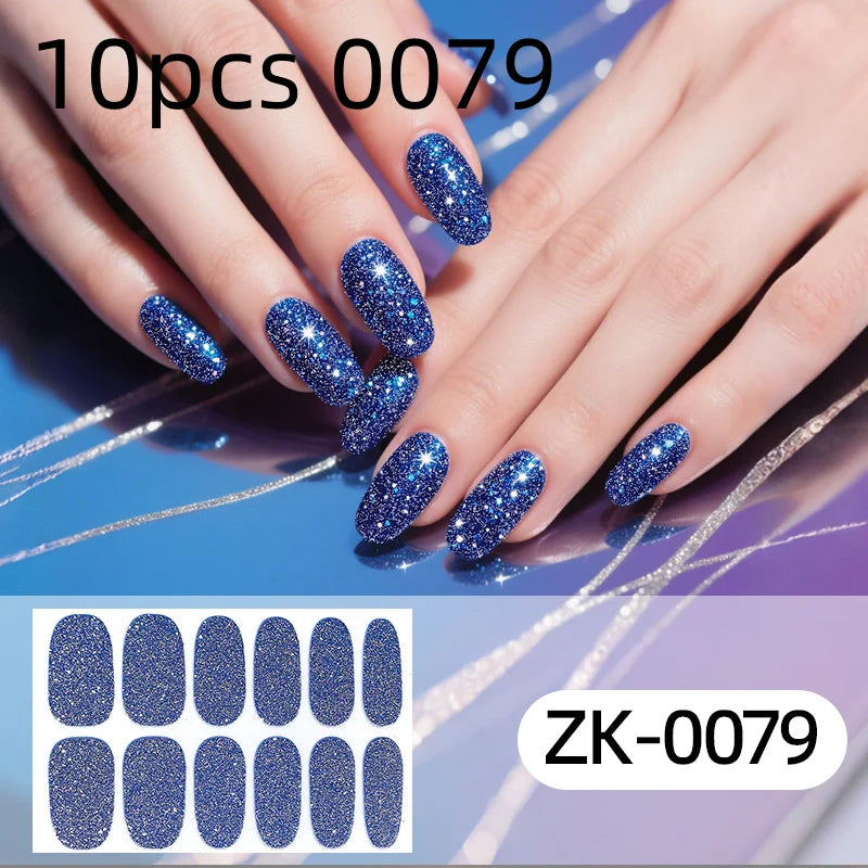 Nail Full Wrap Stickers Glitter Self Adhesive Gel Sticker Women Home