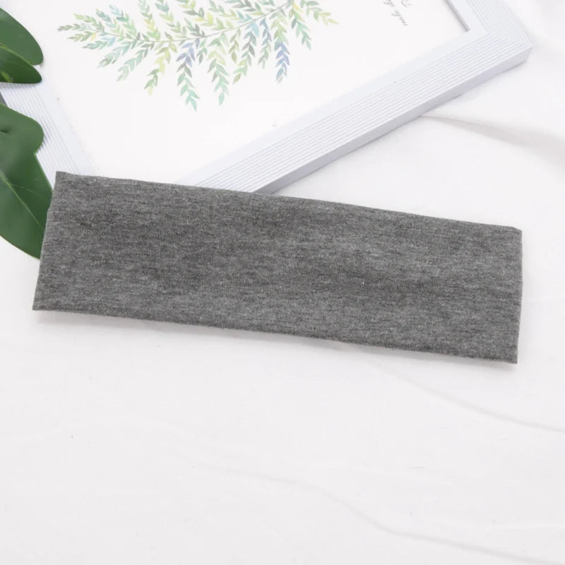 Elastic Cotton Hairband Fashion Headbands Women Men Solid Running Qme Dark Grey