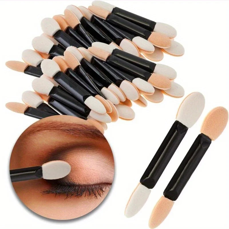 50 100 Disposable Eye Shadow Brush Makeup Dual Sided Sponge Nylon Qme