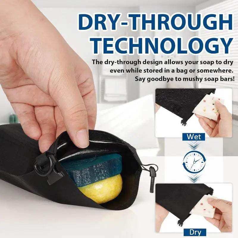 Quick Dry Soap Bag Standard Fold Up Toiletry Case Portable Bar Qme