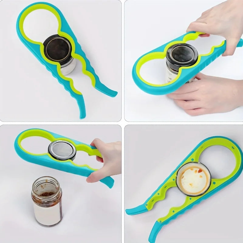 1pc 4-in-1 Multi-Purpose Can Opener with Non-Slip Grip - Perfect for Beer Bottles and Home Kitchen Use Qme