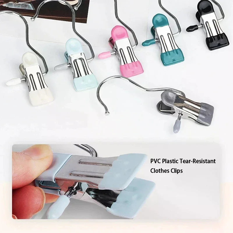 Stainless Steel Clothes Hangers With Clips Hanging Underwear Socks And Stockings 10pcs Qme