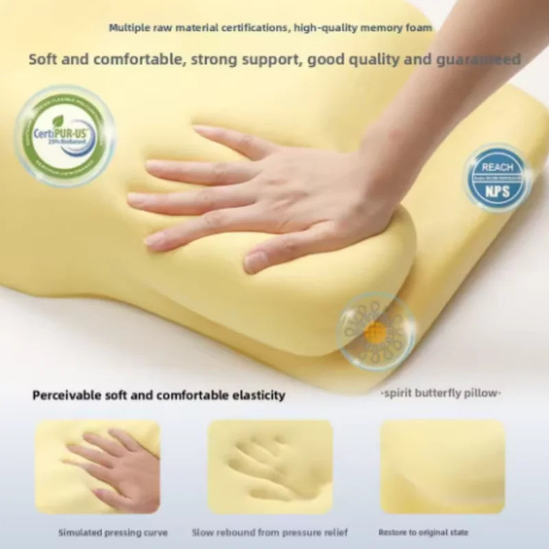 ice silk Butterfly shaped Slow rebound zero point memory pillow with slow rebound protection for cervical spine deep sleep Qme