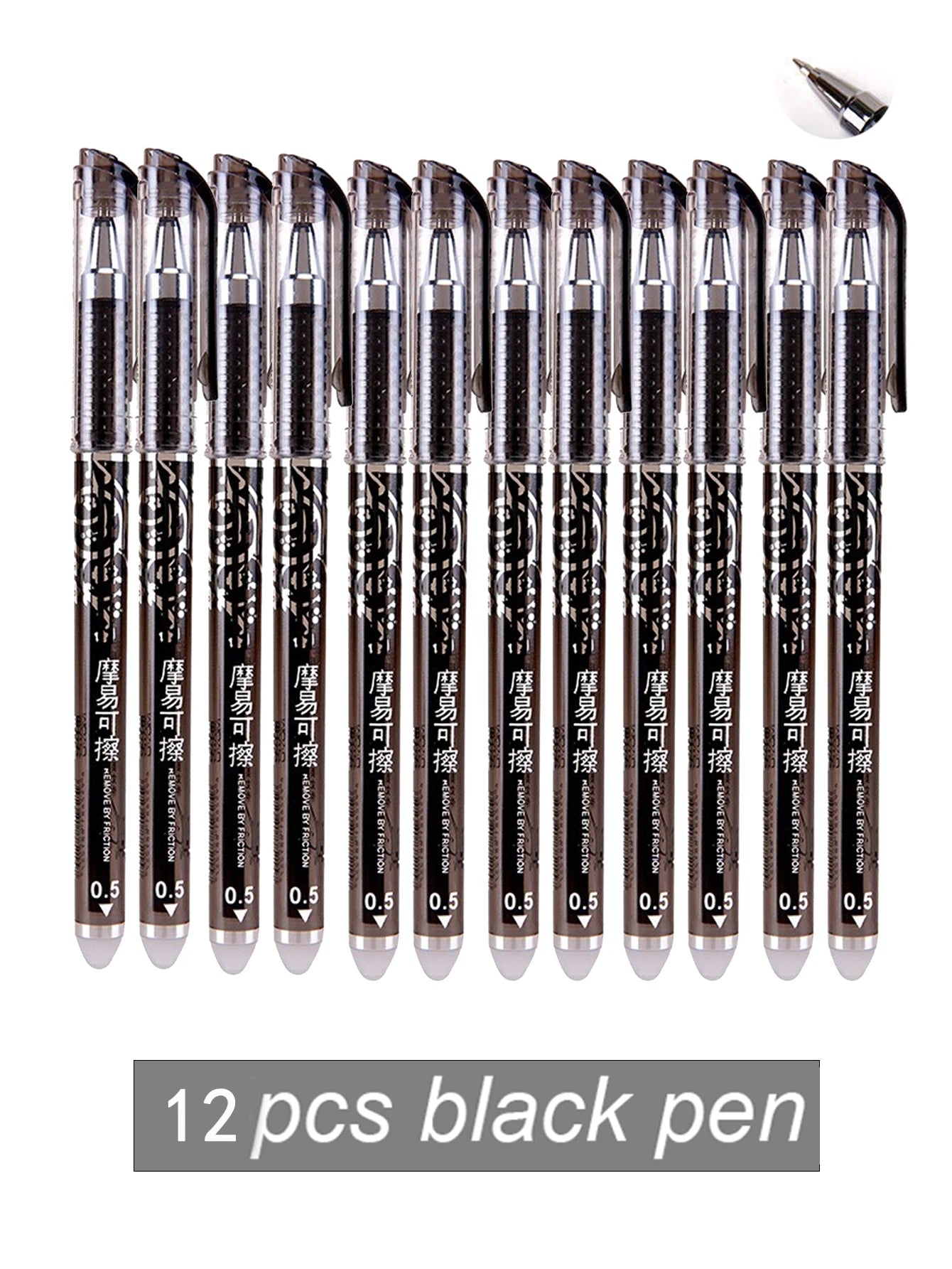 Erasable Gel Pens Refills Set 0.5 Mm Fine Point Blue/black Kawaii Ballpoint Pen for Writing Stationery Office School Supplies Qme 12 black Bullet
