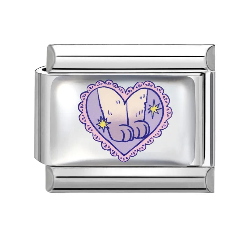 Fashion Women Men Y2k Colorful UV Heart Cat Sun Butterfly Italian Charm Link Fit 9mm Stainless Steel Bracelet DIY Making Jewelry Qme S 4