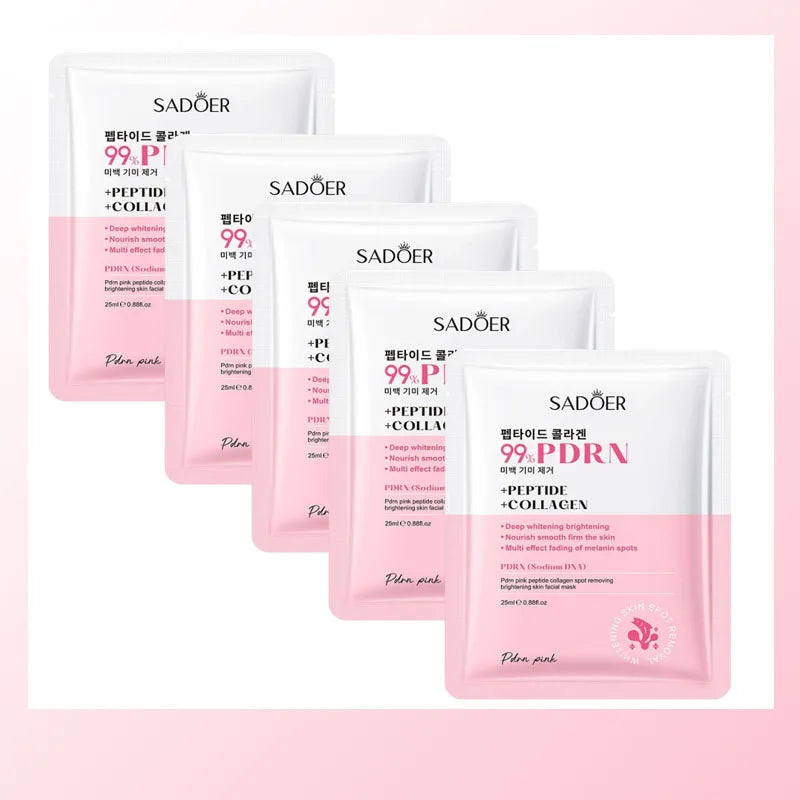 PDRN Cpllagen Mask Fdaed Wrinkles Moisturizing Face Mask Glass Glow Skin Elasticity Hydrating Firming Smooth Skincare Products Qme 5pc