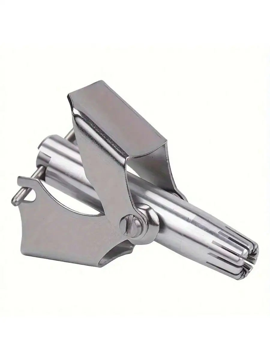 1 Men's Nose Hair Trimmer Manual Stainless Steel Small Round-head Qme silver 1pc