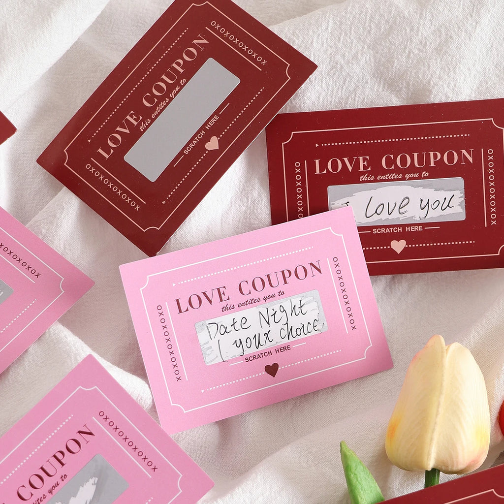 Scratch-Off Love Coupons, 10 Pieces, DIY Valentine's Day Love Coupons, Creative Birthday Gifts for Boyfriends Qme