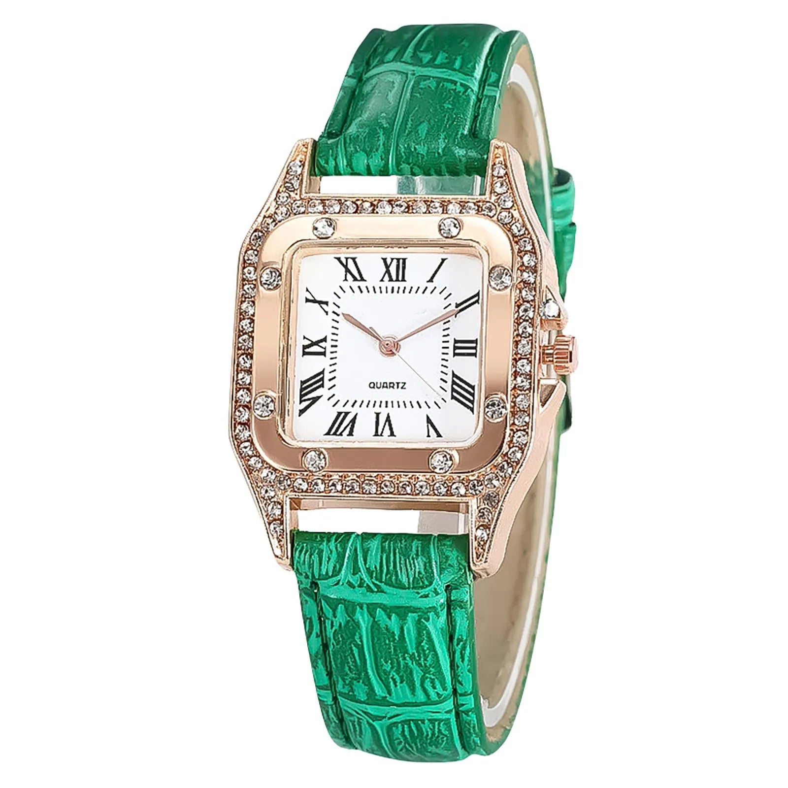 Top Brand Elegant Women Leather Strap Watch Casual Ladies Quartz Wristwatch Female Bracelet With Watch Set Clocks Reloj Mujer Qme green
