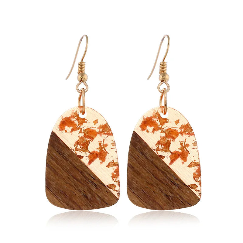 Creative Vintage Resin Splicing Wood Personality Earrings Personality Charm For Women Girls Wedding Christmas Party Gift Qme 7