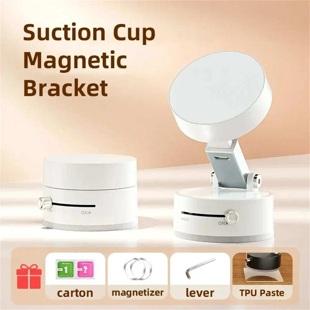 Mobile Phone Magnetic Suction Cup Holder Multi-functional Lazy Stand Adjustable Foldable Suction Cup Vacuum Adsorption Bracket Qme white