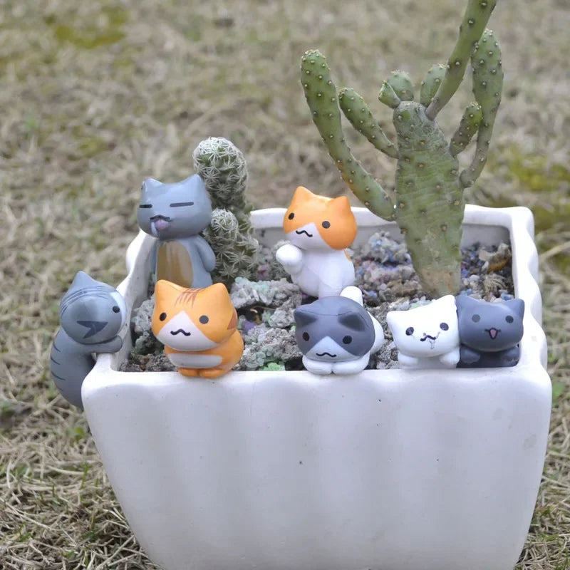 6 Pcs/Set Cartoon Lucky Cat Home Garden Bonsai Decorations Miniatures Gift Lovely Micro Landscape Kitten Miniature Craft Qme