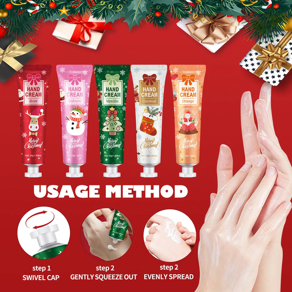 Christmas gift 5/box hand cream set, cream texture, hand cream travel pack, durable moisturizer-30g/piece gift for women Qme