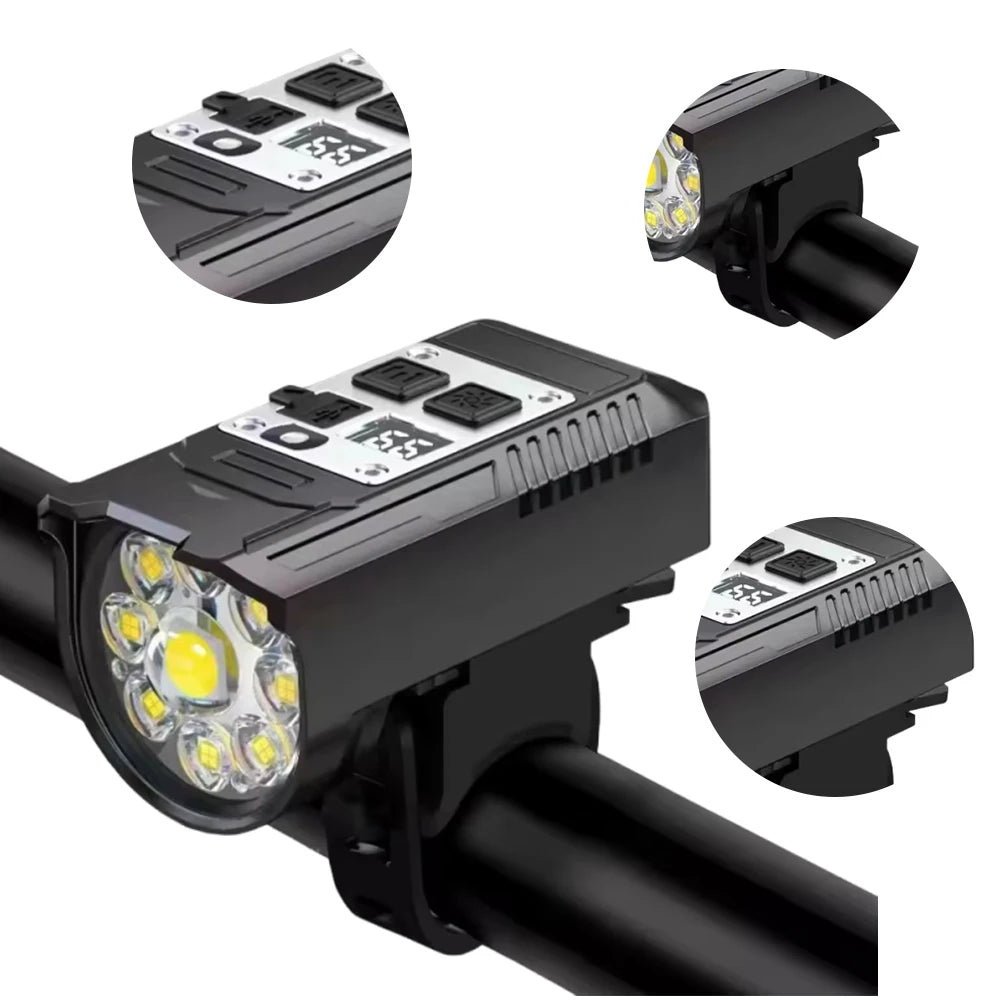 LED Bicycle Front Light High Brightness Bike Flashlight Dual Light Source Bicycle Headlight Intelligent Sensor for Night Riding Qme