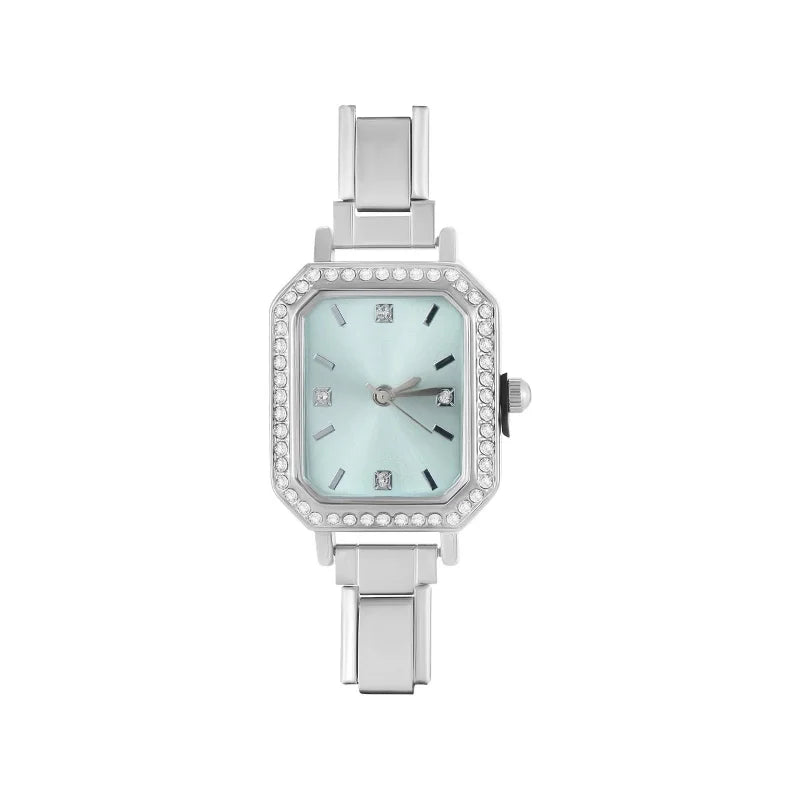 Men Women's Stainless Steel Oval Square Simple Watch Bracelet Bangle