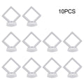 5/10 Pieces 3D Floating Photo Frame Shadow Box Jewelry Display Stand Ring Pendant Stand Protection Jewelry Stone Display Box Qme White 10PCS