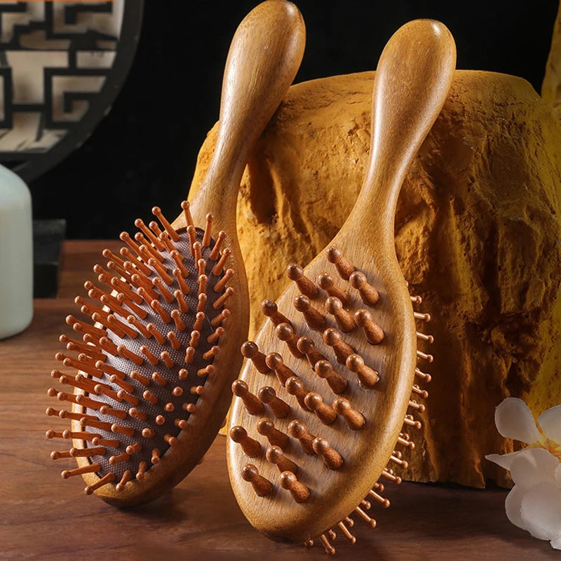 Double Sided Sandalwood Air Bag Comb Anti Static Scalp Massage Wood Qme