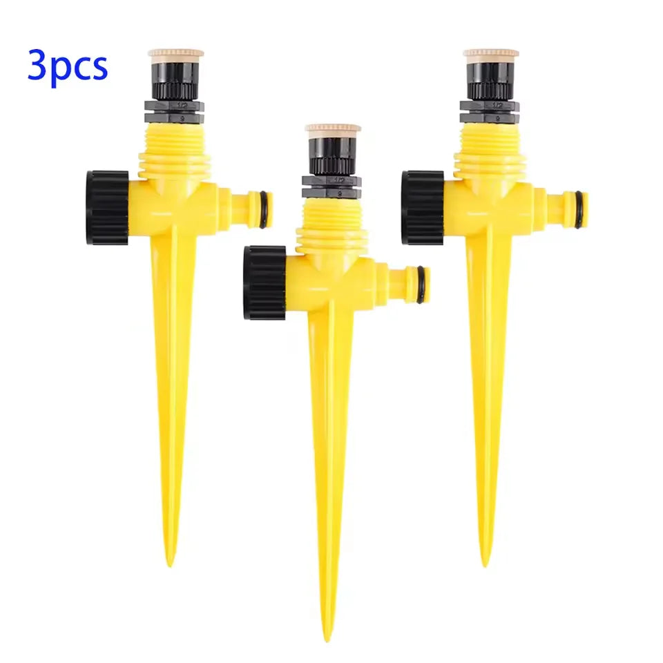Garden Sprinkler 360° Rotation Irrigation Watering System Agriculture Ground Automatic Tube Adjustable Plug Buried Atomization Qme 3pcs Yellow
