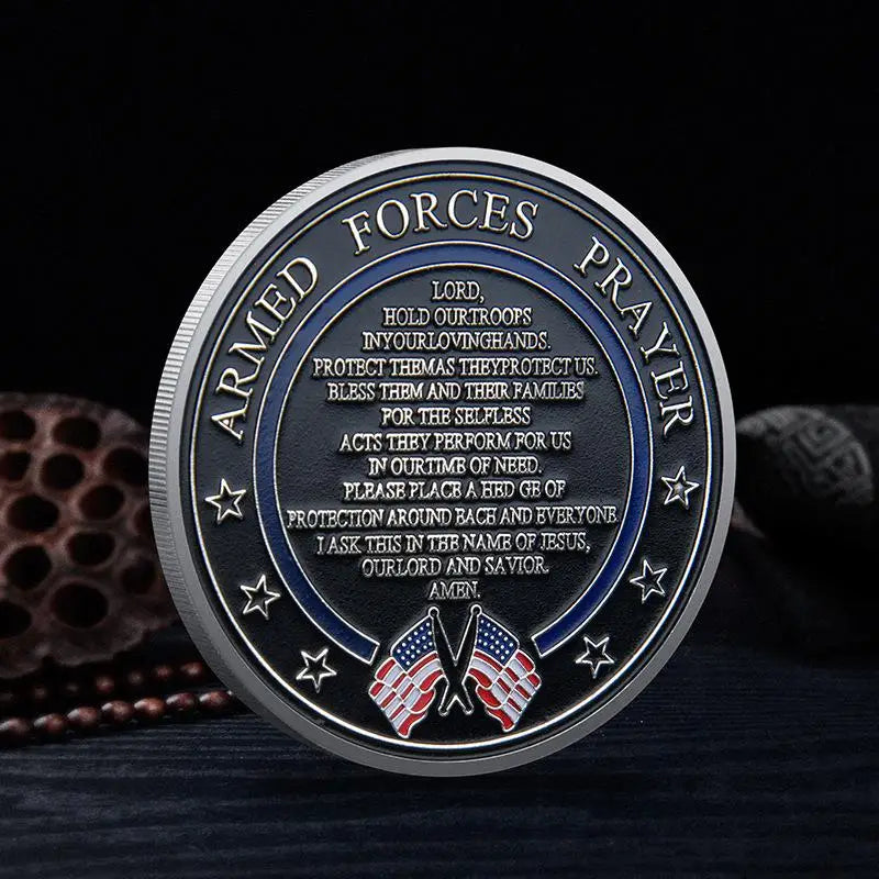 Golden Plated Heros Valor Prayer Courage US Space Force Challenge Qme
