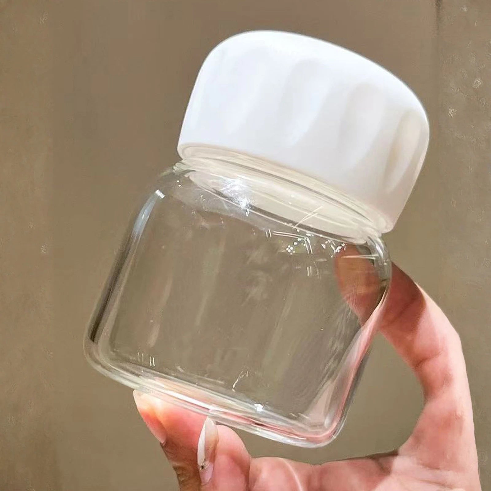 Small Plastic Cute Leak-proof Water Cup Soy Milk Coffee Mug Breakfast Cup Glass Water Bottle Outdoor Picnic Sports Protable Cup Qme White