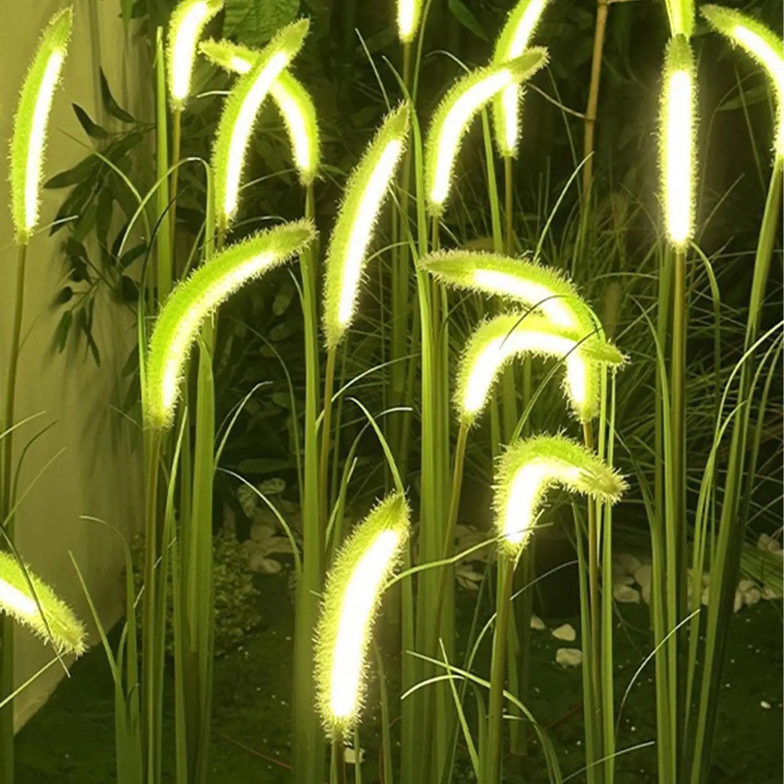 Solar Garden Lights Weatherproof Tall Artificial Reed Grass Pathway Qme