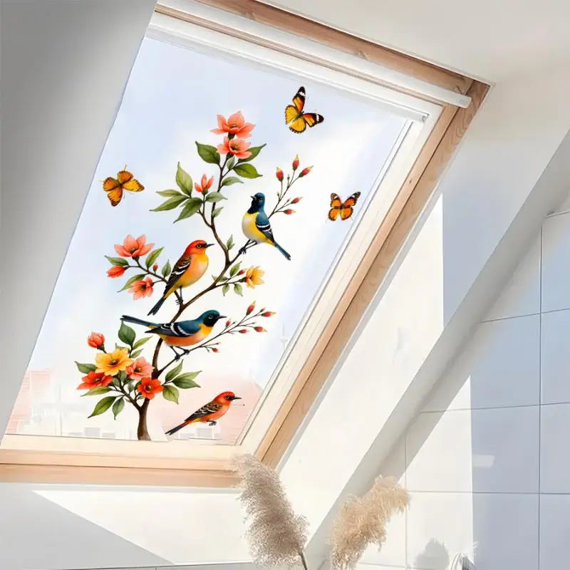 Home Fridge Sticker Electrostatic Tree Branch Bird Butterfly Window Qme