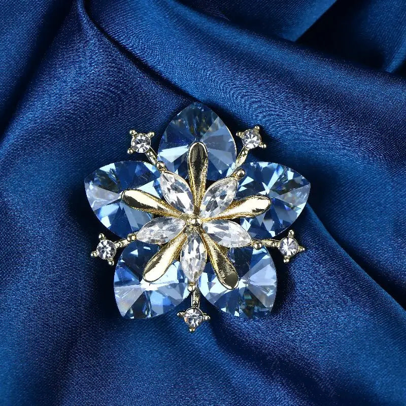 Crystal Peach Blossom Brooches For Women Men Charming Shining Flowers Party Office Brooch Pins Jewelry Gifts Qme style 2