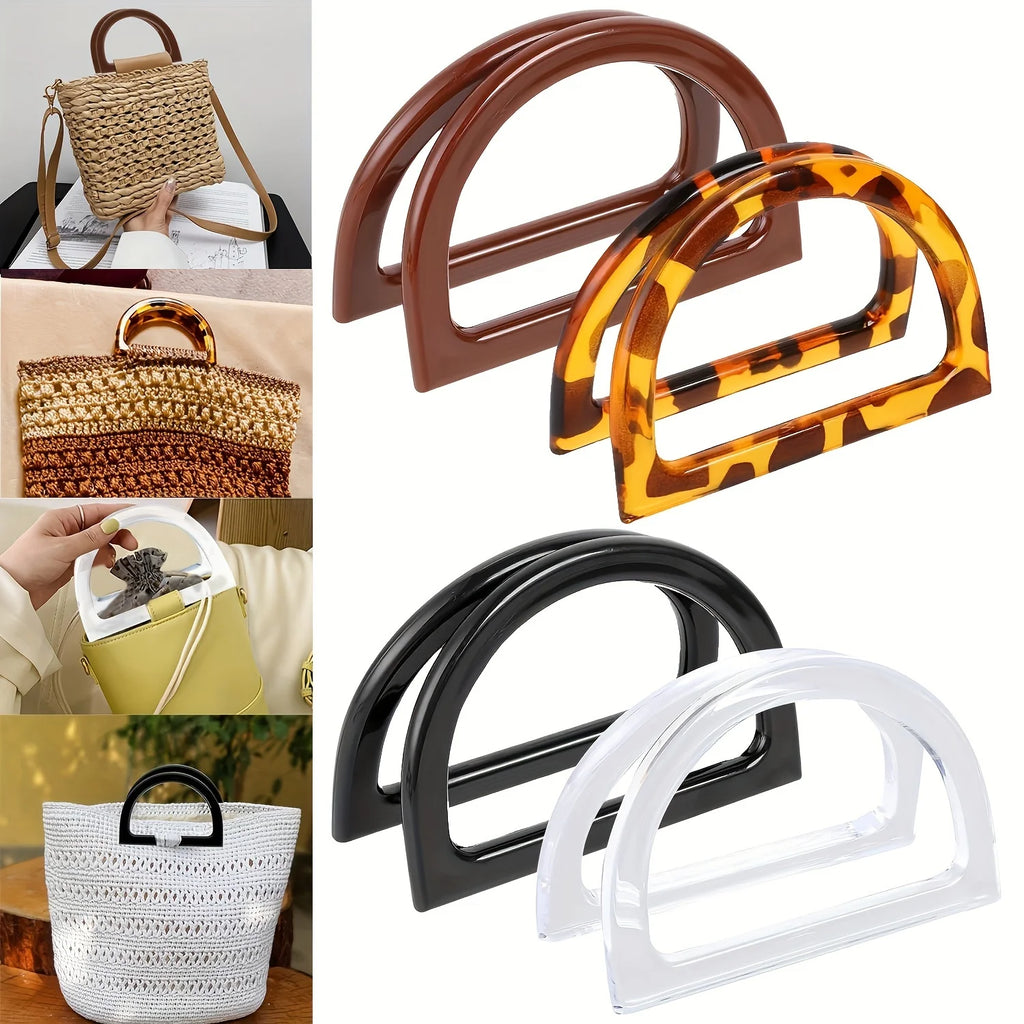 D-Shaped Plastic Handles for Purses & Handbags - Versatile DIY Crafting Supplies， Perfect for Beach Bags, Crochet & Straw Bags Qme