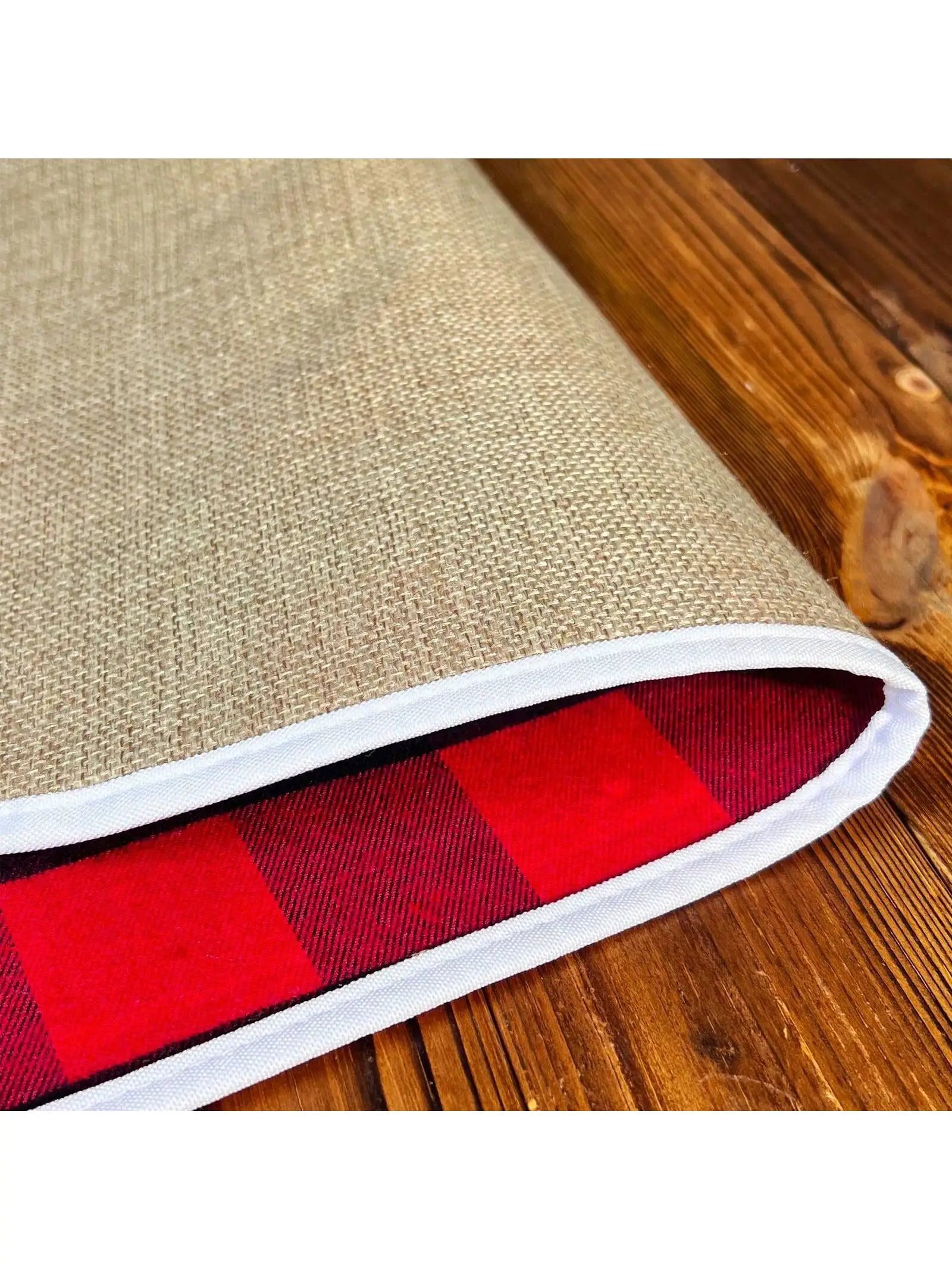 1 Christmas Decoration Supplies Plaid Cloth Placemat Dining Table Qme
