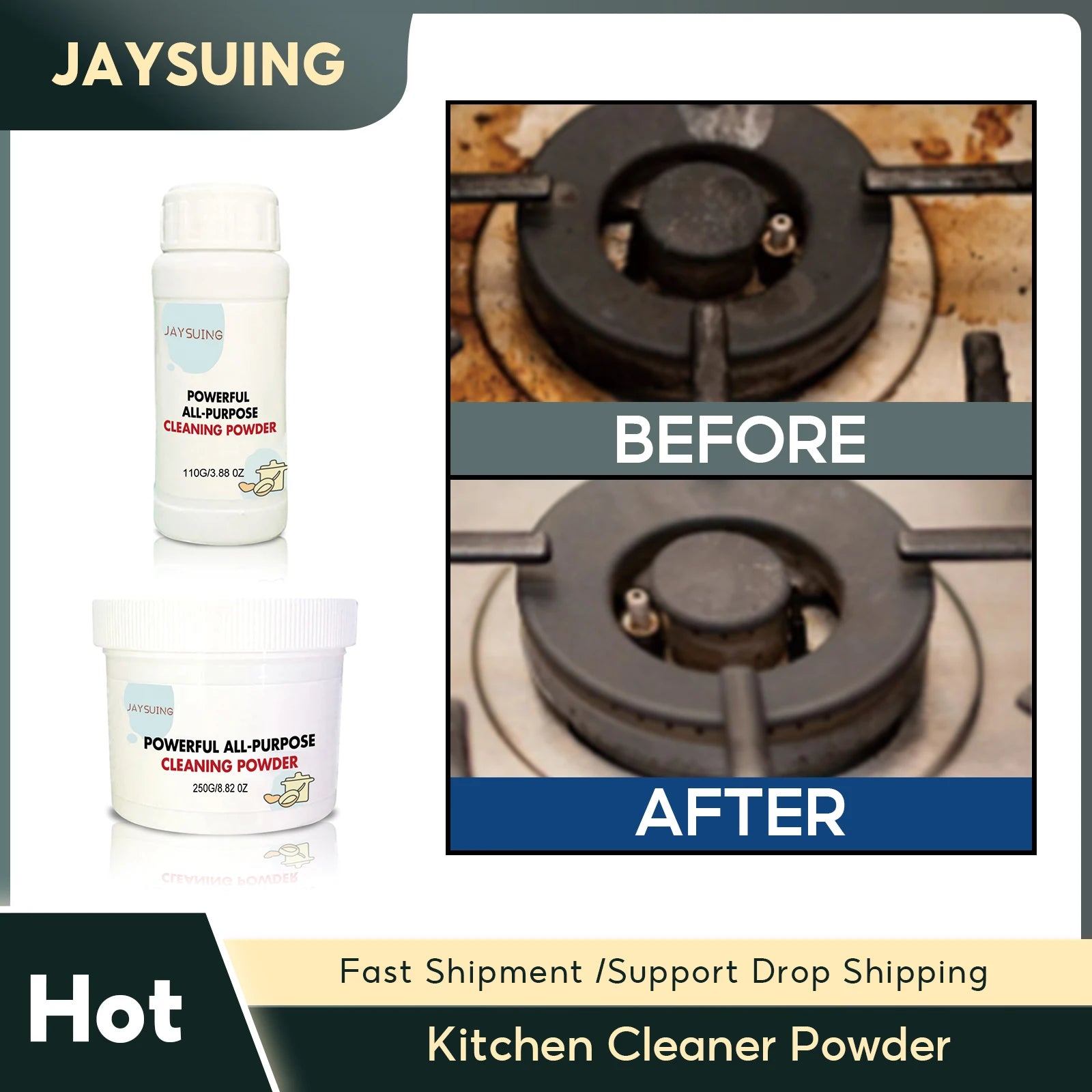Kitchen Cleaner Powder Remove Strong Heavy Dirt Oil Stain Polish Metal Powerful Clean Cookware Rust All Purpose Cleaner Powder Qme