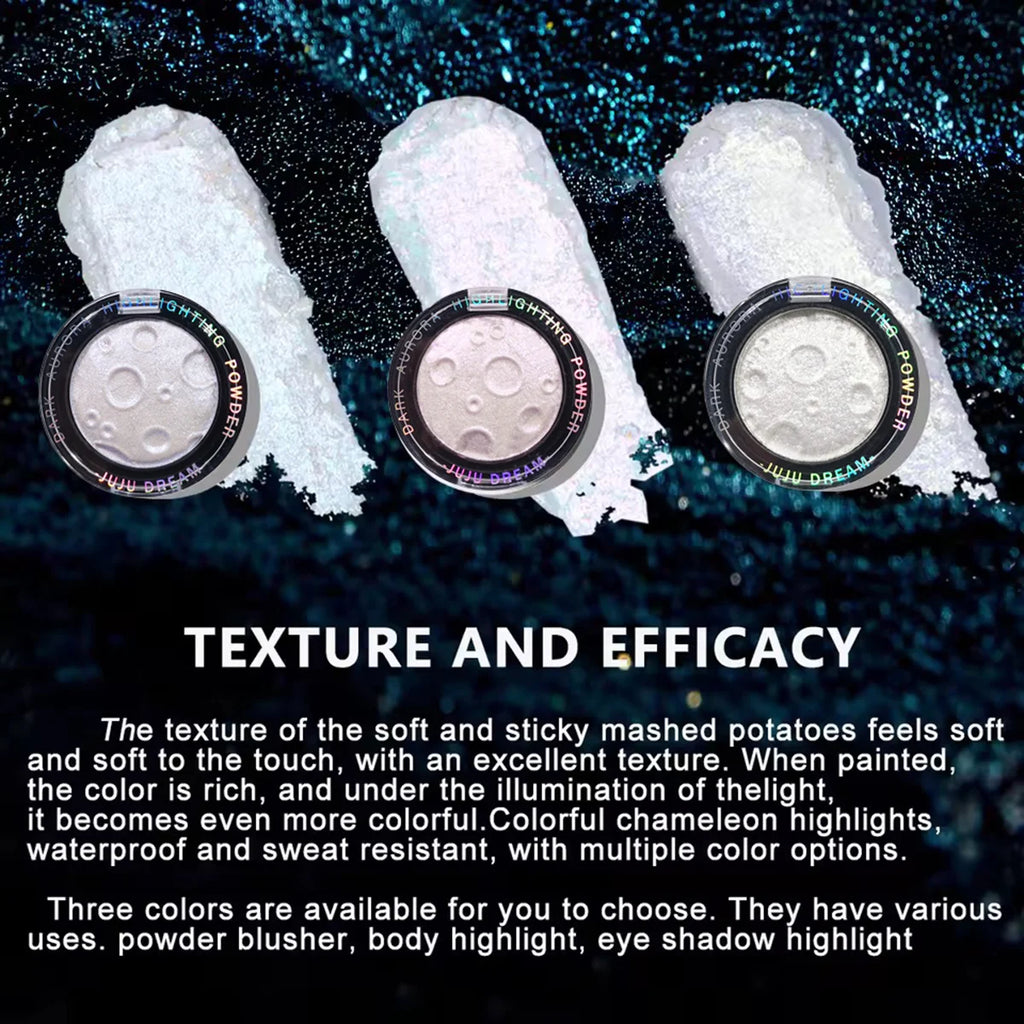 Planet 3D Highlighter Powder 5 Shades Glow Face Eyes Body Moon Design Qme
