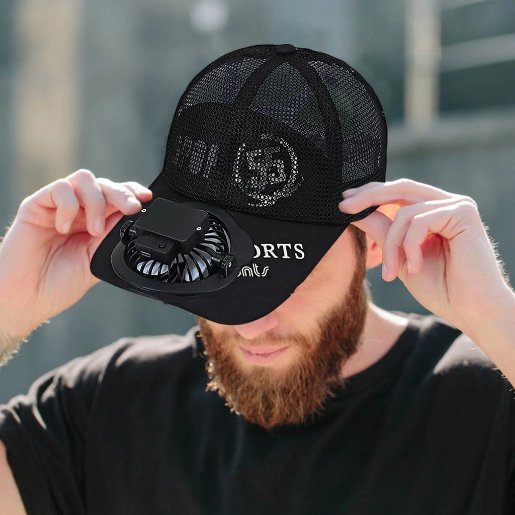 Summer USB Charging Fan Cap for Man and Women Fashion Mesh Breathable Baseball Cap Outdoor Sunscreen Letters Hat Qme
