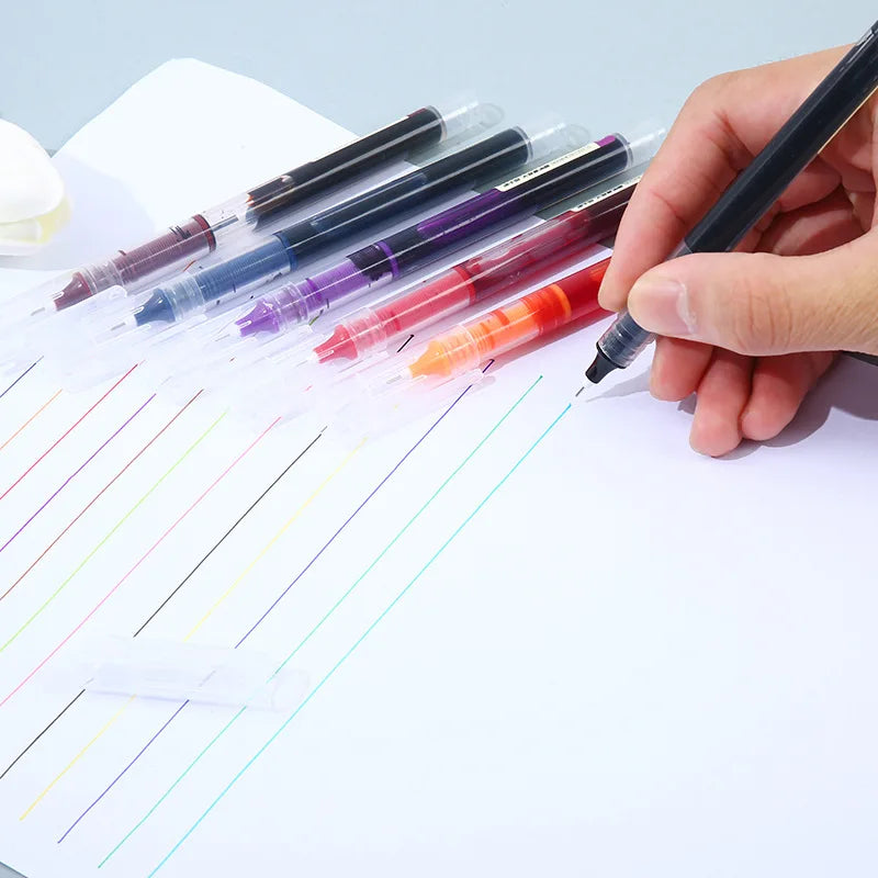 10Pcs/set High Quality Gel Pens Straight Liquid Ballpoint Pen Colors Kawaii Stationery School Office Supplies Writing Qme