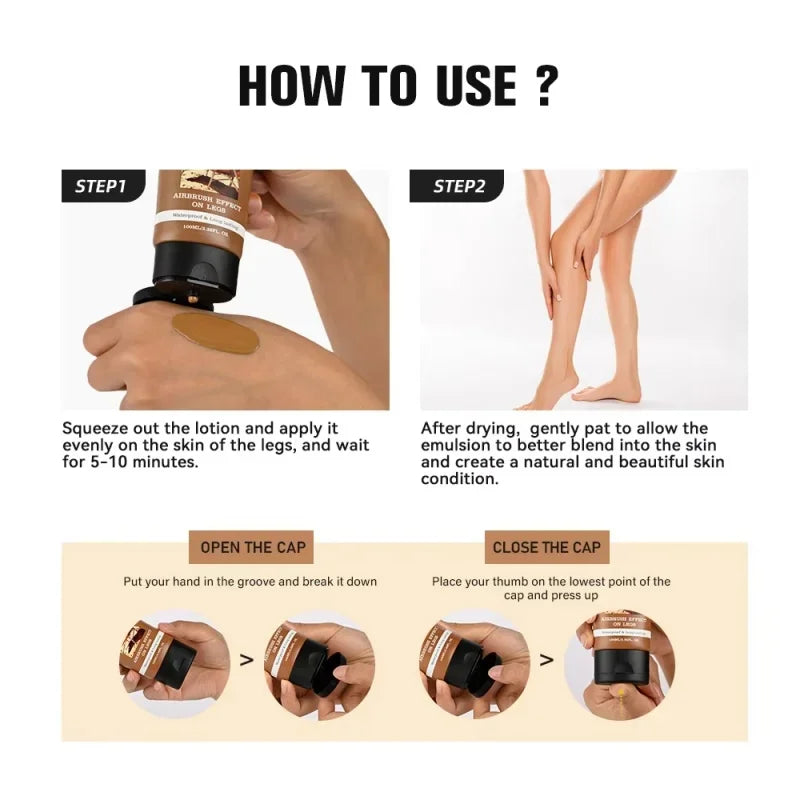 3 Colors Leg Body Makeup Foundation 30/100ml Waterproof Long Lasting Anti-Transfer Concealer Even Skin Tone Body Tanning Cream Qme