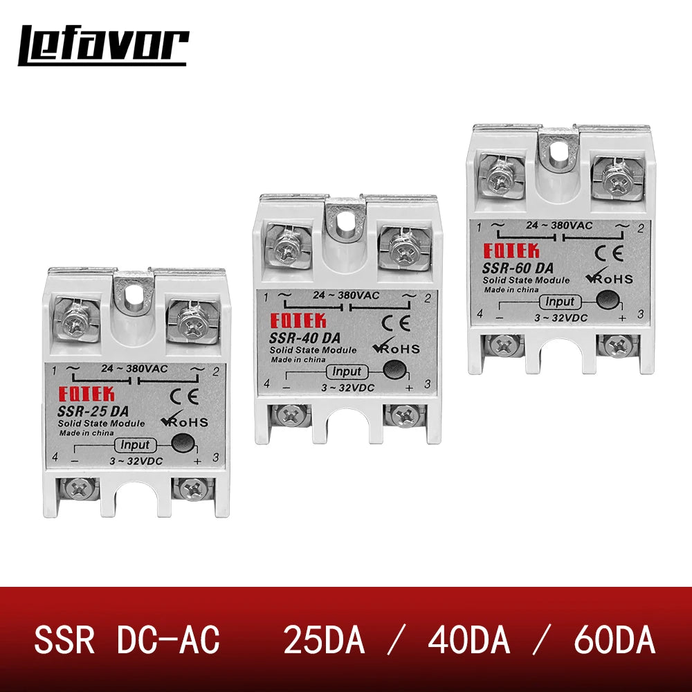 Industrial Solid State Relay SSR 10DA 25DA 40DA 60DA 40A 250V 3-32VDC Qme 10PCS 40DA