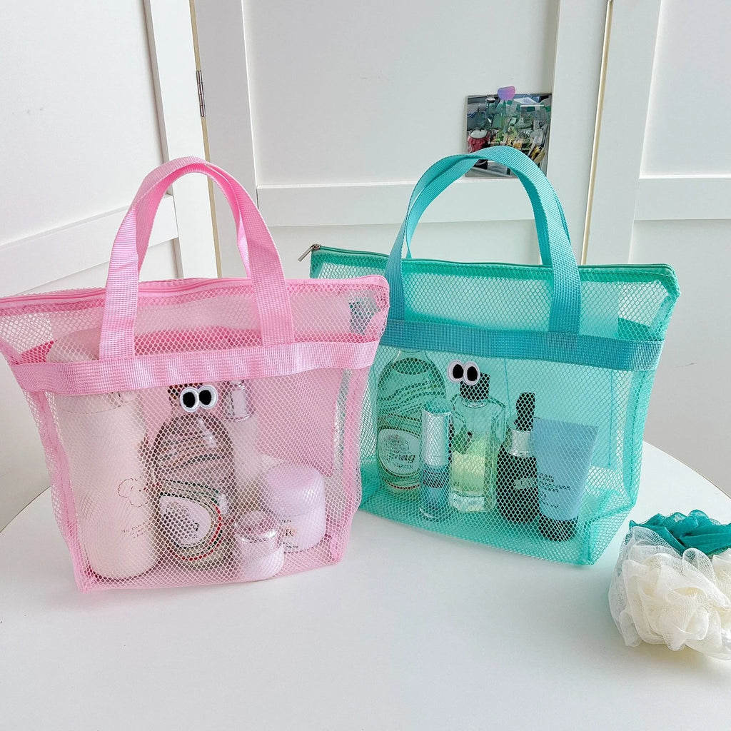 Portable Breathable Mesh Toiletry Bag Compact Organizer for Seaside Trips Swimming Fitness Daily Travel Storage Qme B set