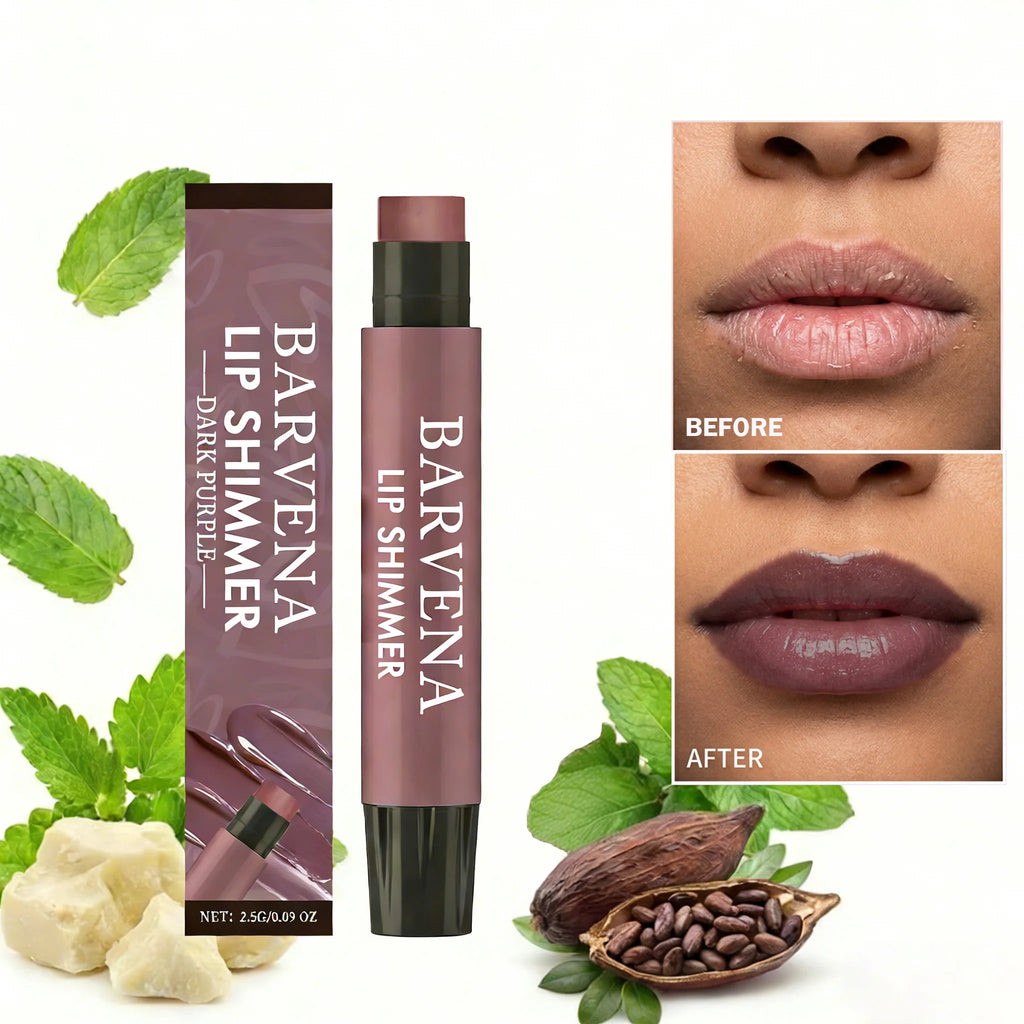 Lip Shimmer Dark Purple Tinted Lip Balm Stick Long Lasting Hydration with Natural Glowy Finish Moisturizing & Nourishing Makeup Qme