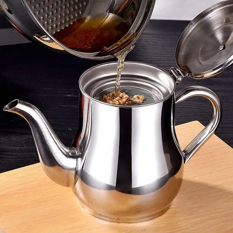 Stainless Steel Oil Storage Pot BPA Dustproof Filter Fine Mesh Qme