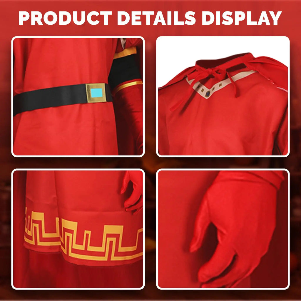Adult Lord Farquaad Costume King Outfits Set with Red Hat Cape Gloves Belt Fancy Dress Up for Halloween Party Cosplay Costume Qme